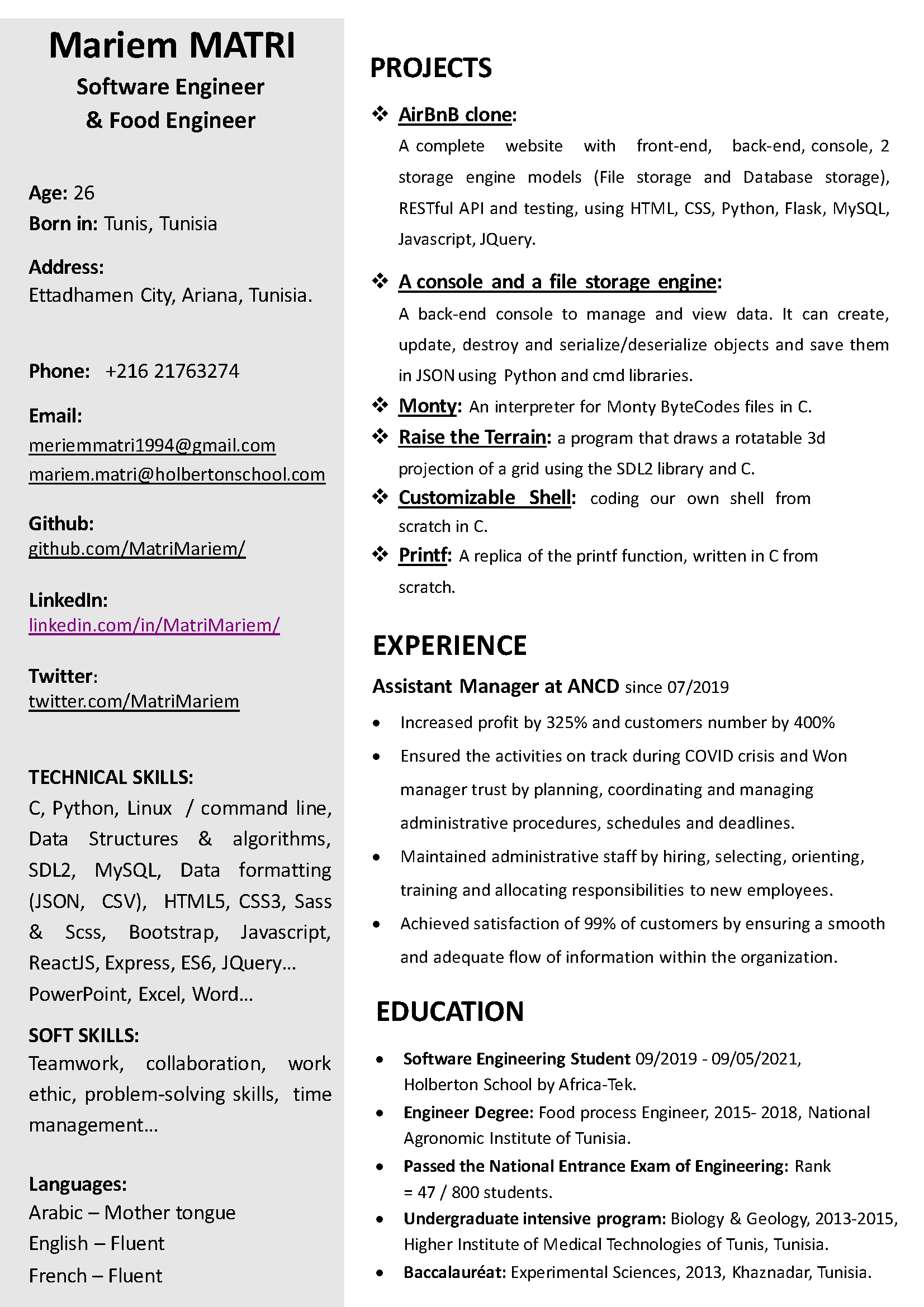 Resume view